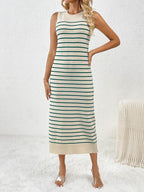 Round Neck Sleeve Midi Knit Dress - Delanoir