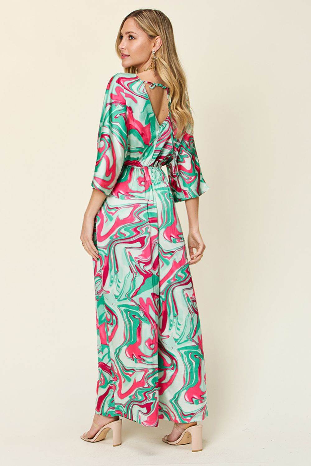 Double Take Full Size Half Sleeve Wide Leg Jumpsuit - Delanoir