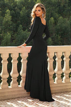 Square Neck Long Sleeve Dress - Delanoir