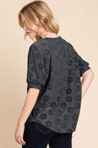 BOMBOM Textured Floral Pattern Top - Delanoir