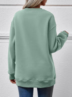 Christmas Tree Graphic Round Neck Sweatshirt - Delanoir