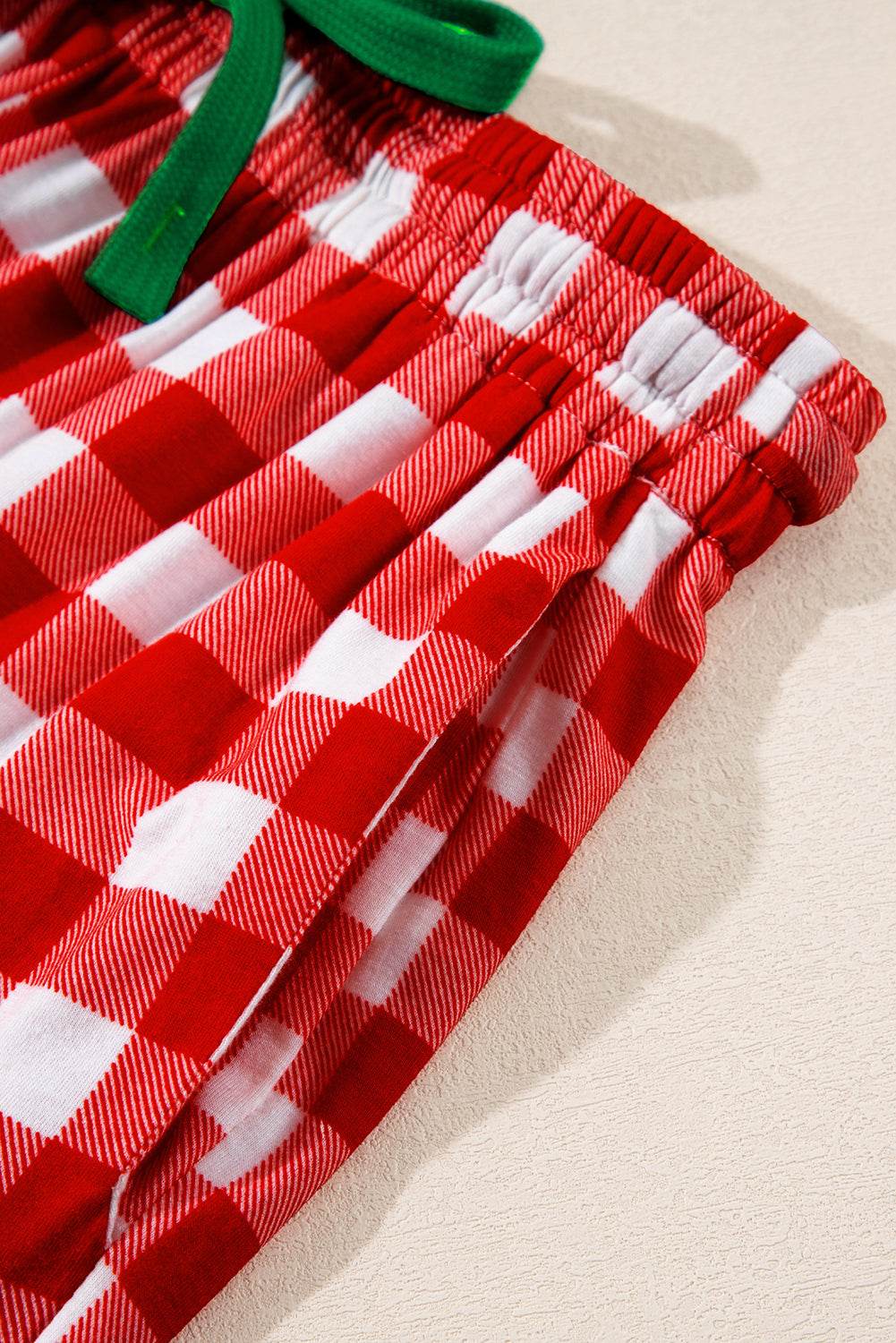 Plaid Collared Neck Long Sleeve Top and Pants Set - Delanoir