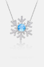925 Sterling Silver Topaz Snowflake Shape Necklace - Delanoir