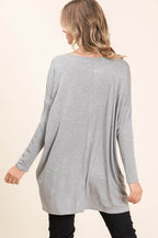 BOMBOM Round Neck Long Sleeve Oversized Top - Delanoir
