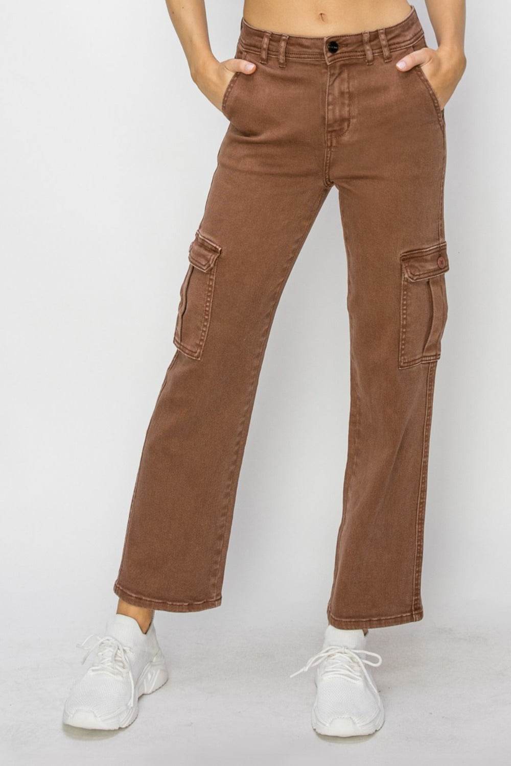 Risen Full Size High Rise Cargo Jeans - Delanoir