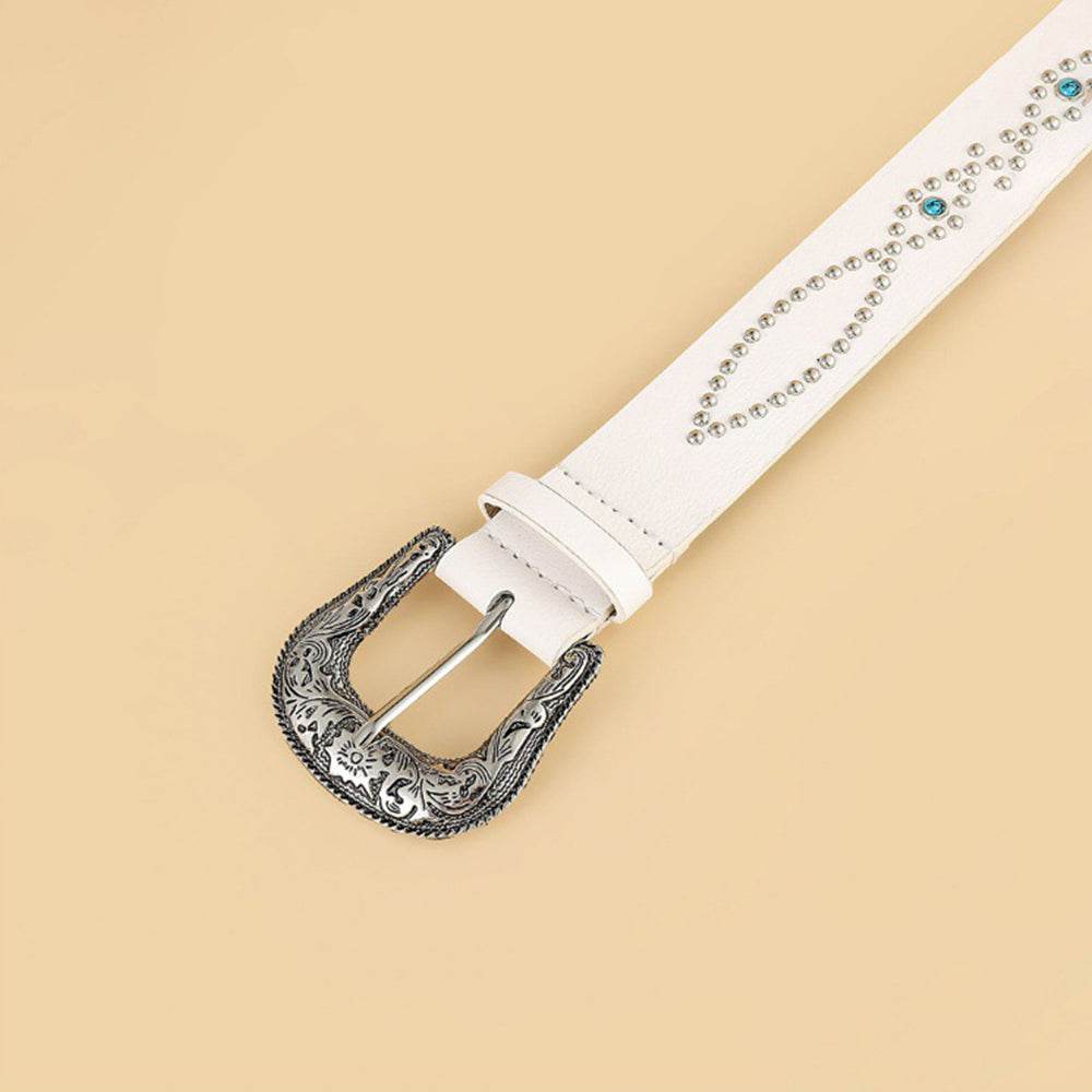 PU Leather Rhinestone Belt - Delanoir
