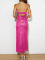 Sequin Cutout Tube Dress - Delanoir