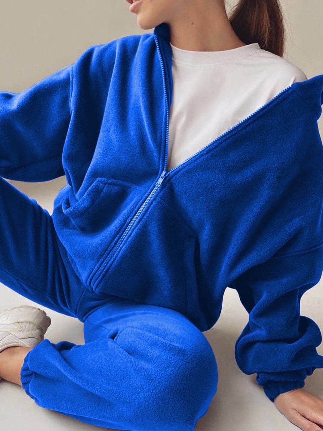 Zip Up Long Sleeve Hoodie and Joggers Set - Delanoir