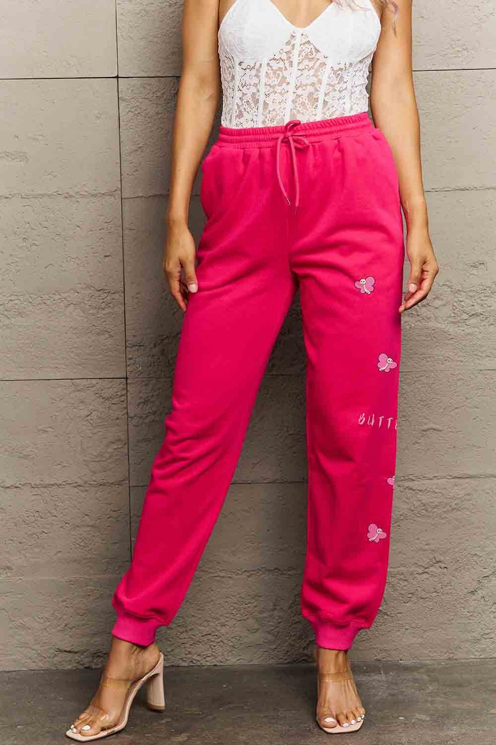 Simply Love Simply Love Full Size Drawstring BUTTERFLY Graphic Long Sweatpants - Delanoir