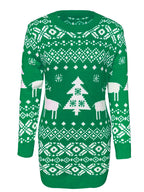 Christmas Element Round Neck Mini Sweater Dress - Delanoir