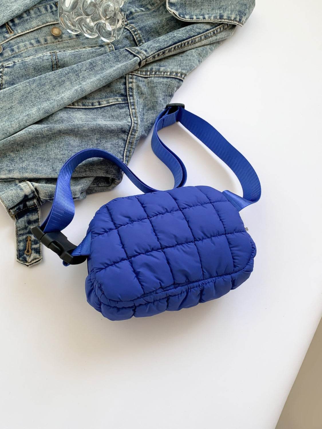 Bubble Texture Adjustable Strap Crossbody Bag - Delanoir