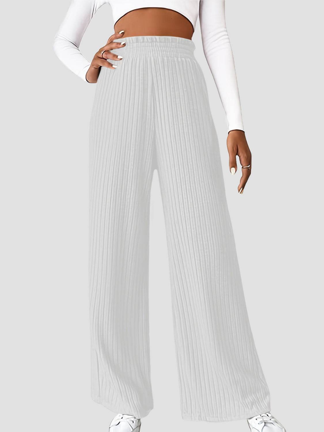 Ribbed High Waist Pants - Delanoir