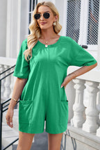 Lovelet Backless Round Neck Half Sleeve Romper - Delanoir