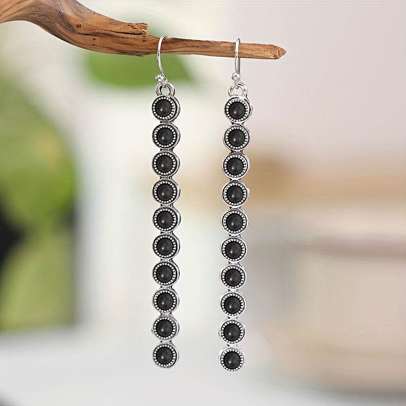 Artificial Turquoise Alloy Bar Earrings - Delanoir