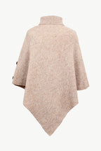 Turtleneck Buttoned Poncho - Delanoir