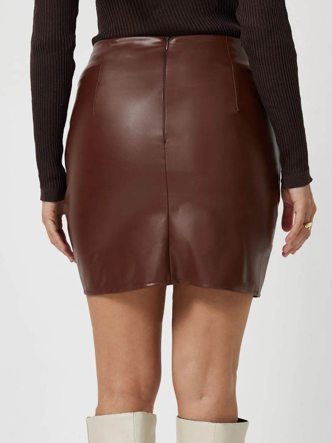 Ruched Asymmetrical Hem Skirt - Delanoir