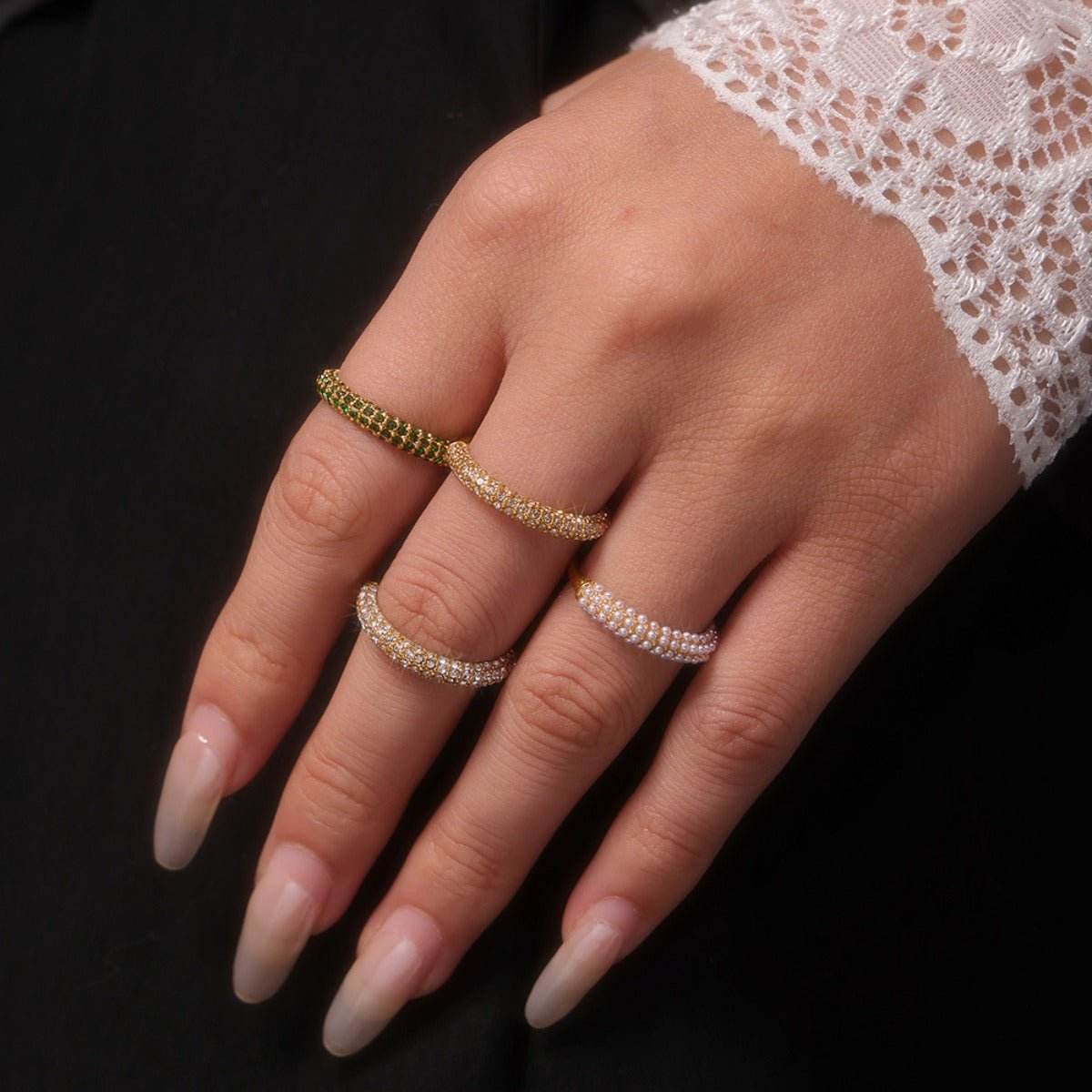 18K Gold-Plated Inlaid Zircon Ring - Delanoir