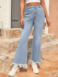 Raw Hem Bootcut Jeans with Pockets - Delanoir