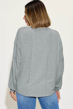 Basic Bae Full Size Ribbed Round Neck Long Sleeve T-Shirt - Delanoir