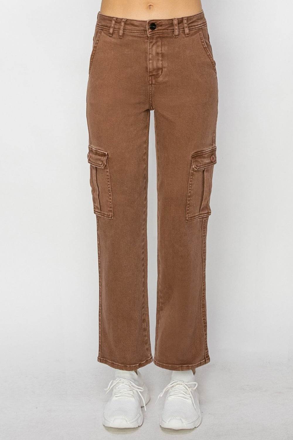 Risen Full Size High Rise Cargo Jeans - Delanoir