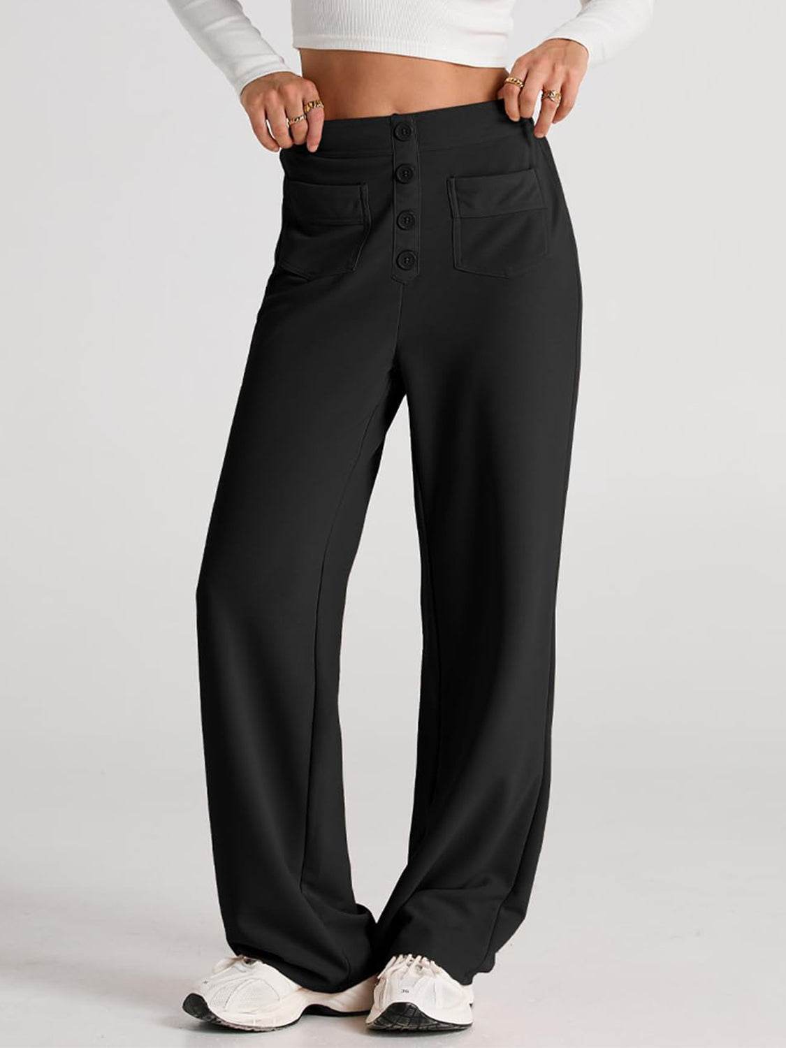High Waist Wide Leg Pants - Delanoir