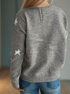 Candy Cane & Star Button Down Long Sleeve Cardigan - Delanoir