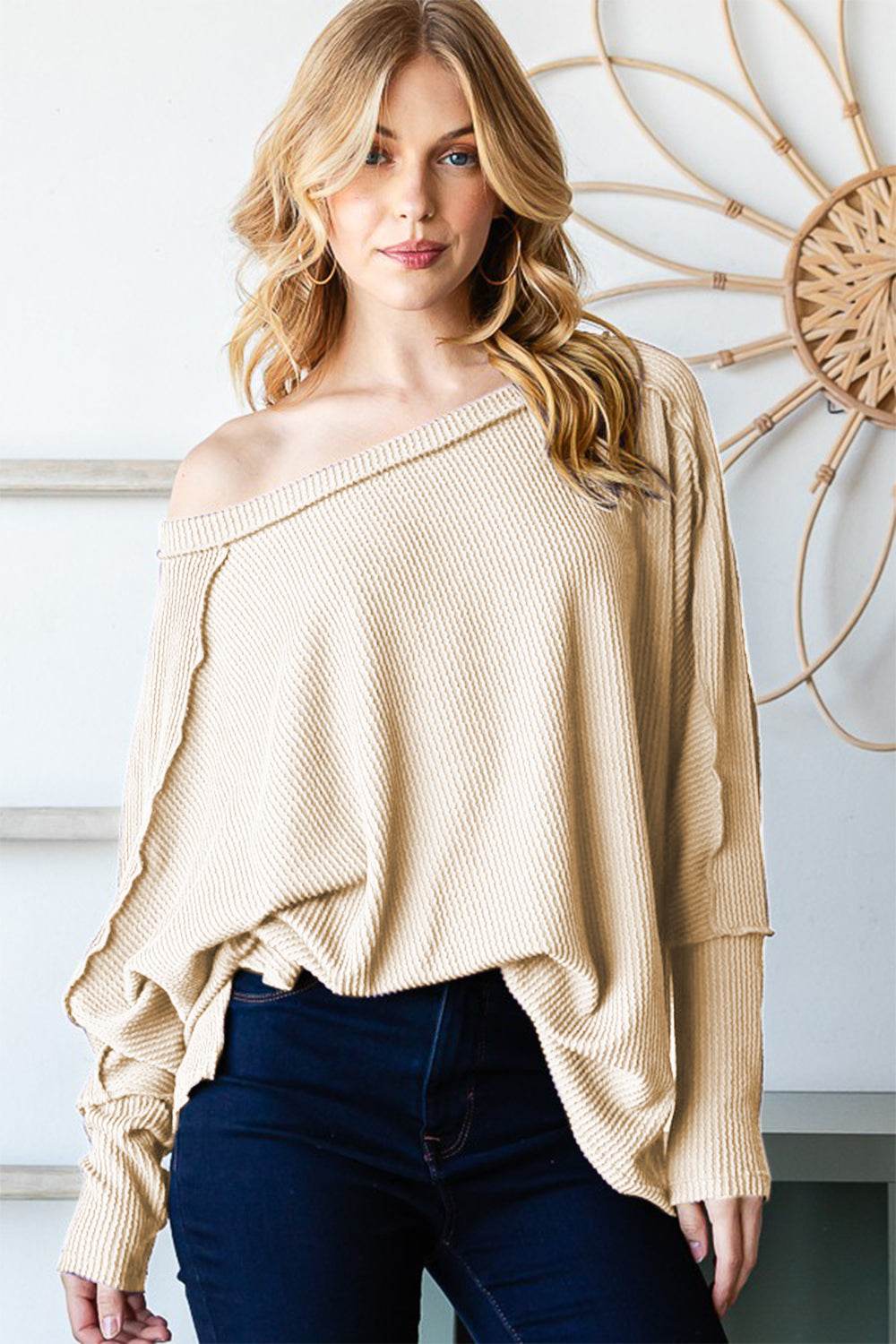Reborn J Exposed Seam Lantern Sleeve Top - Delanoir