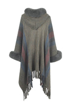 Color Block Fringe Detail Poncho - Delanoir