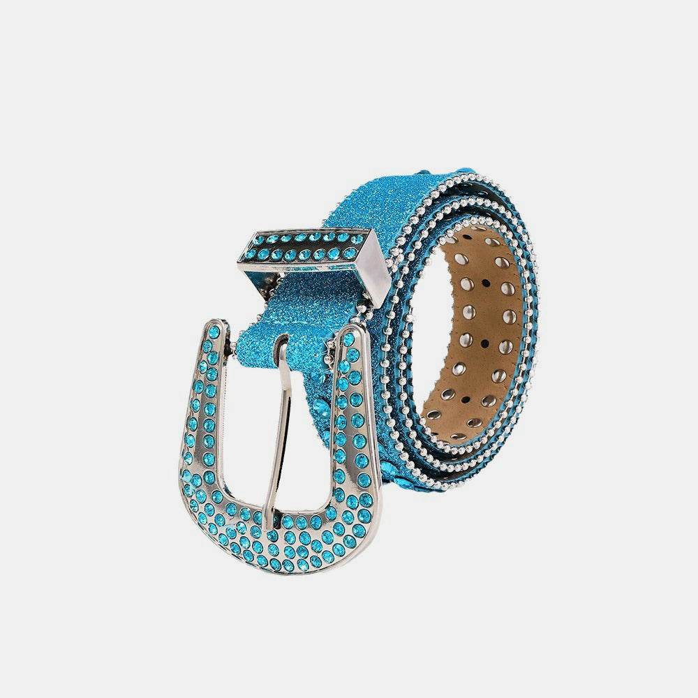 Rhinestone PU Leather Belt - Delanoir