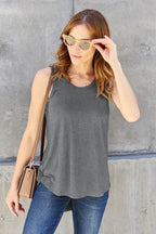 Basic Bae Full Size Round Neck Curved Hem Tank - Delanoir