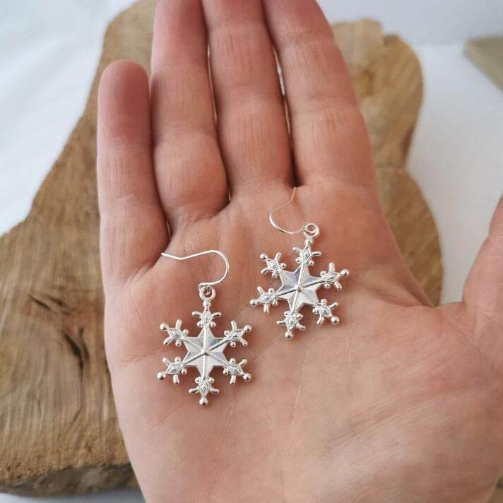Silver-Plated Snowflakes Earrings - Delanoir
