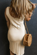 Scoop Neck Wide Strap Knit Dress - Delanoir
