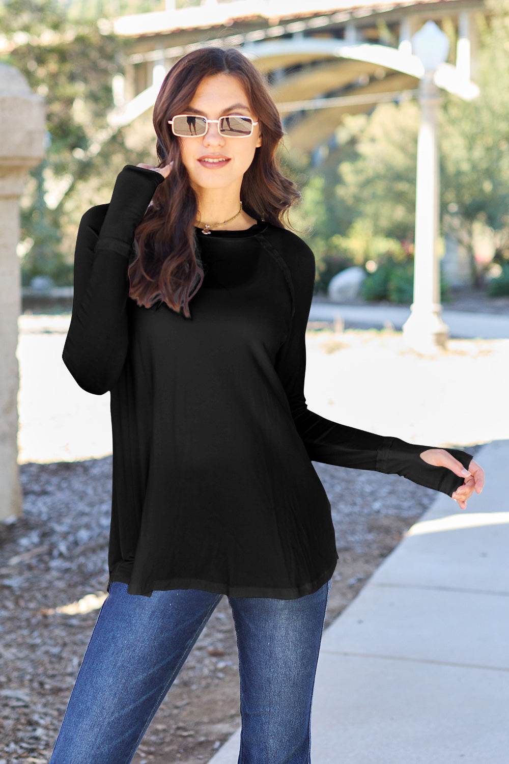 Basic Bae Full Size Round Neck Long Sleeve T-Shirt - Delanoir