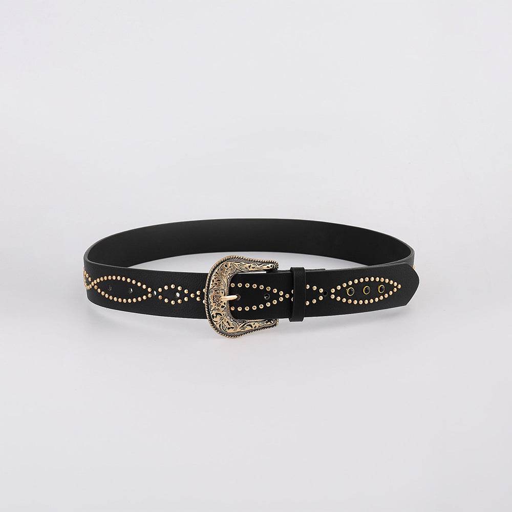 PU Leather Rhinestone Belt - Delanoir