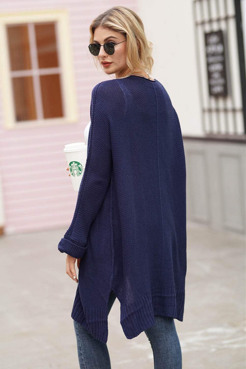 Open Front Long Sleeve Cardigan - Delanoir