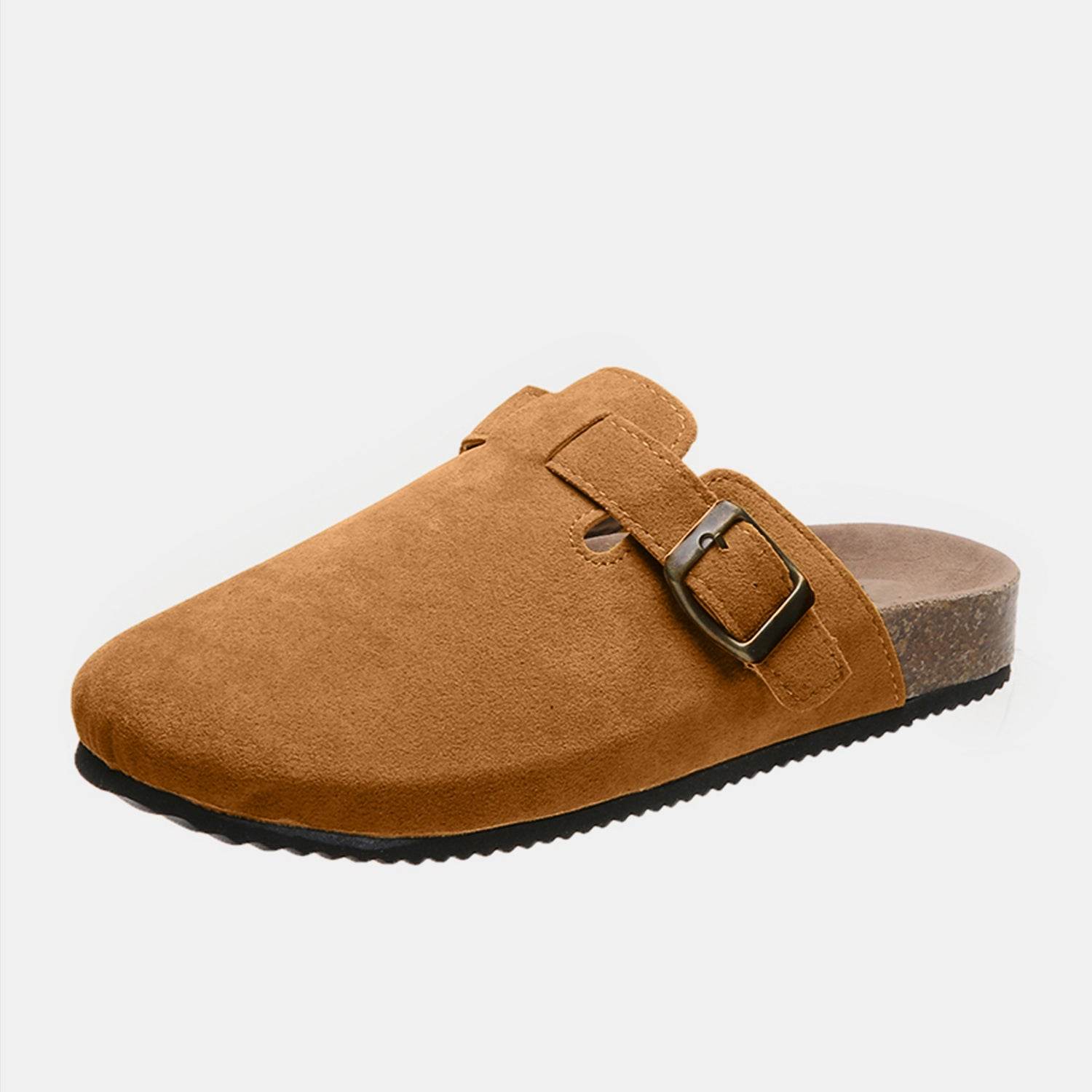 Suede Closed Toe Buckle Slide - Delanoir