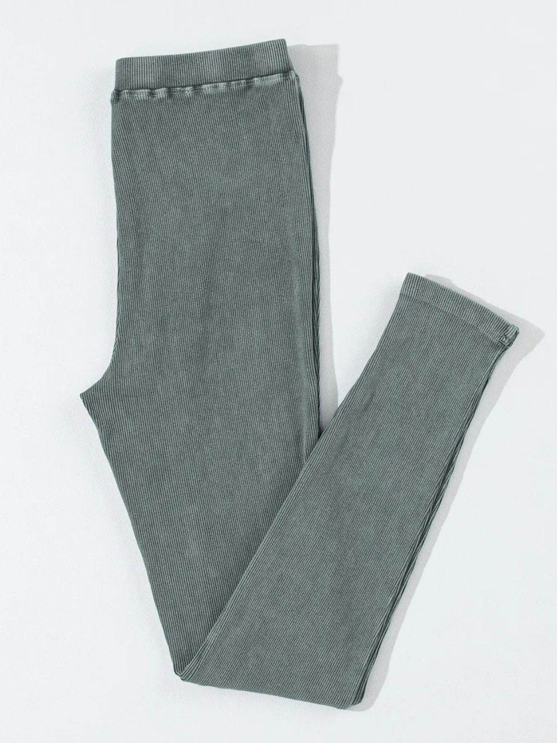 Ribbed Elastic Waist Leggings - Delanoir