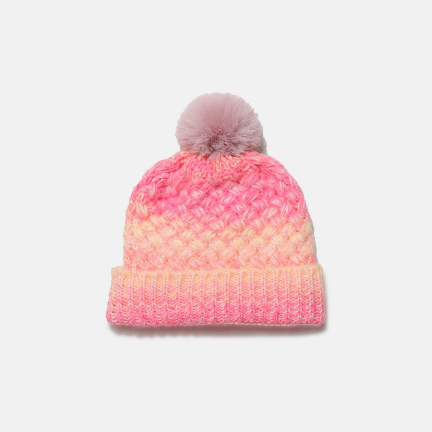 Gradient Knit Hat with Pompom - Delanoir