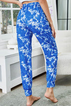 Shiny Tie-Dye Drawstring Waist Joggers with Pockets - Delanoir