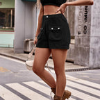 Cuffed Denim Shorts with Pockets - Delanoir