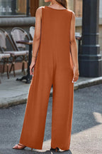 Full Size V-Neck Wide Strap Jumpsuit - Delanoir