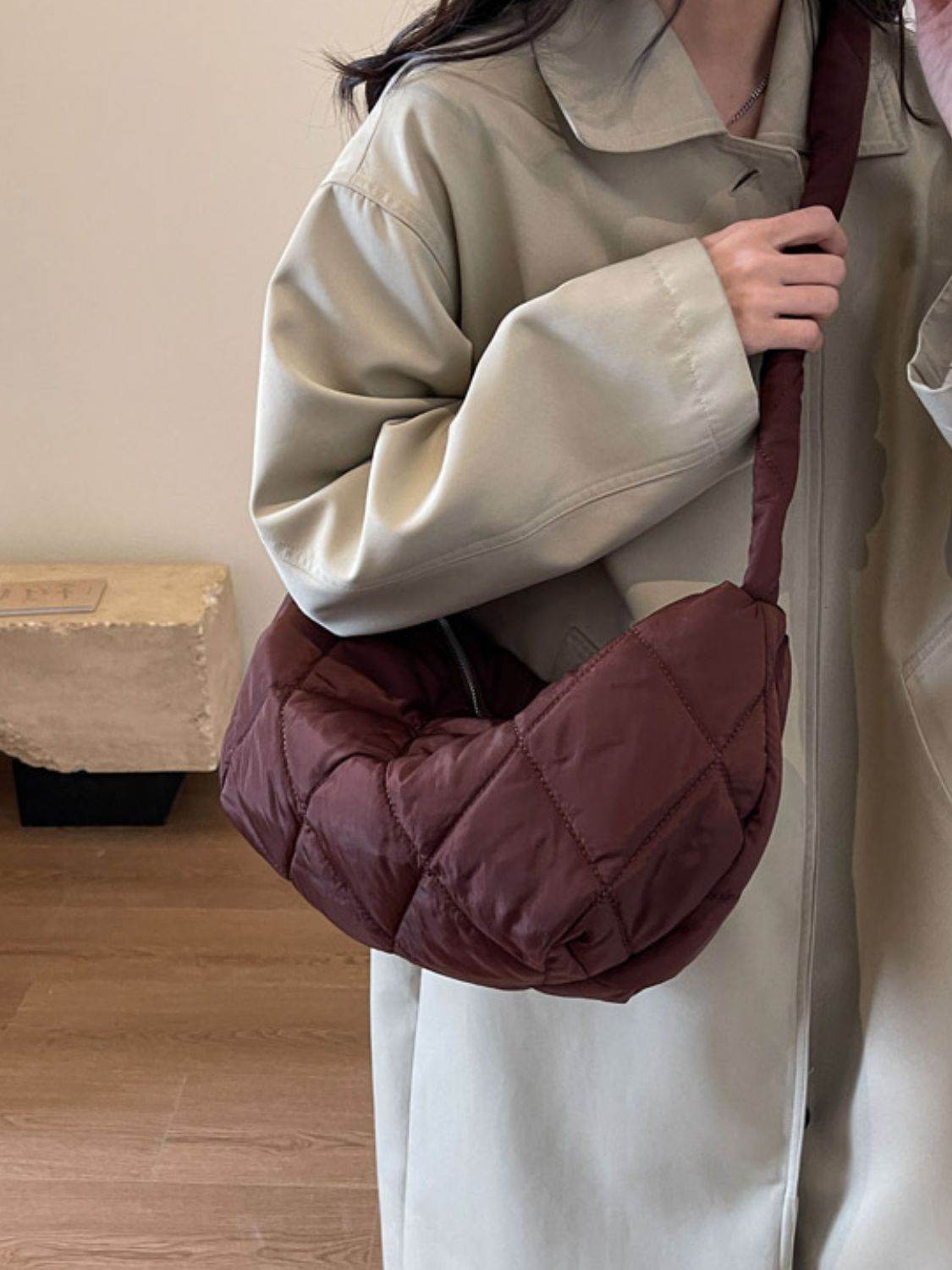 Quilted Polyester Crossbody Bag - Delanoir