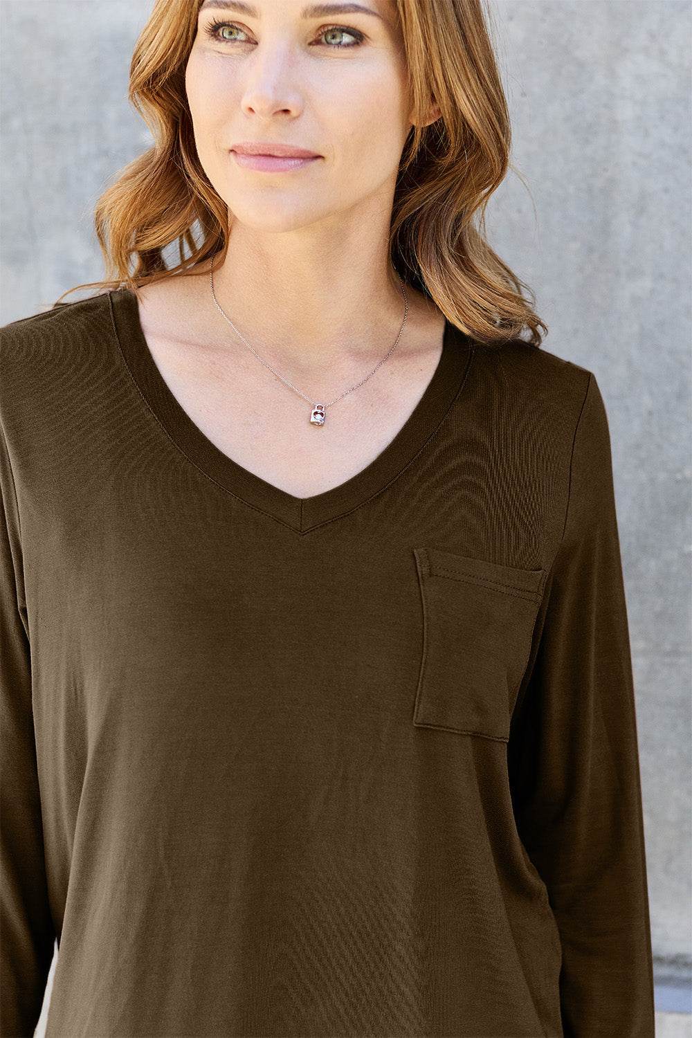 Basic Bae Full Size V-Neck Long Sleeve Top - Delanoir