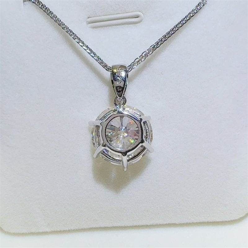 10 Carat Moissanite 925 Sterling Silver Pendant Necklace - Delanoir