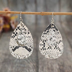 PU Leather Sequin Teardrop Earrings - Delanoir