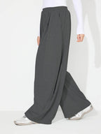 Elastic Waist Wide Leg Pants with Pockets - Delanoir
