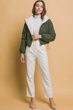 Love Tree Zip Up Cropped Hooded Sherpa Reversible Jacket - Delanoir