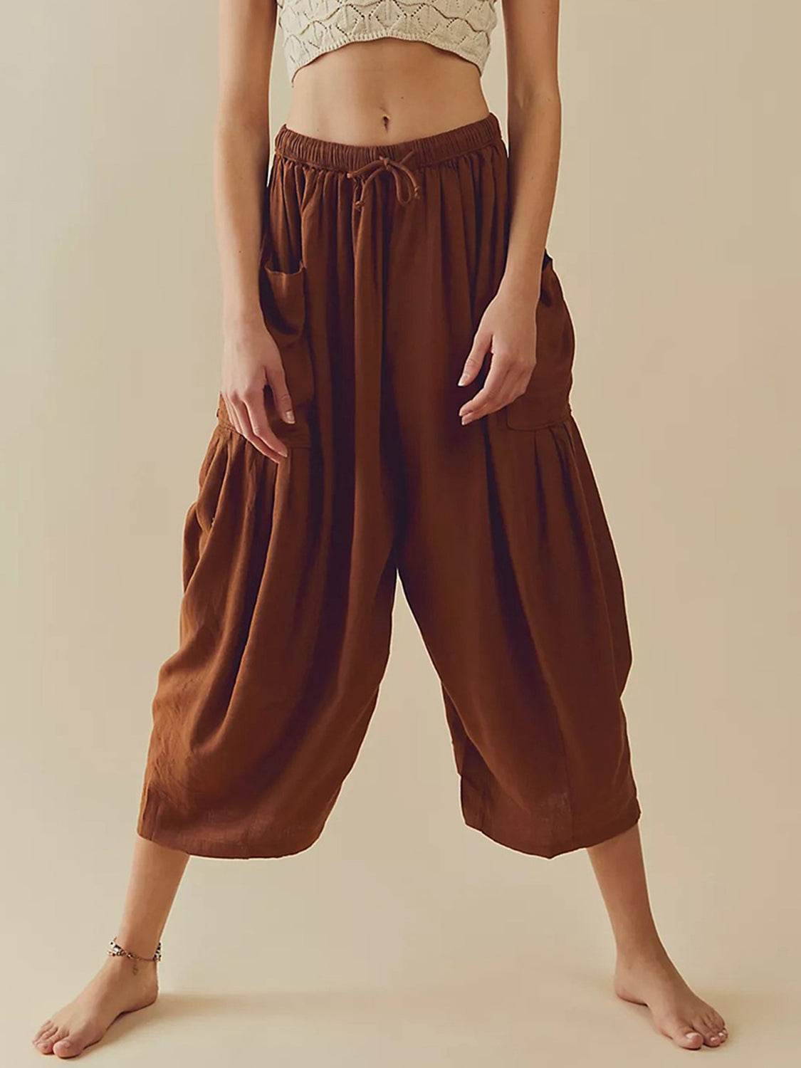 Full Size Wide Leg Pants with Pockets - Delanoir
