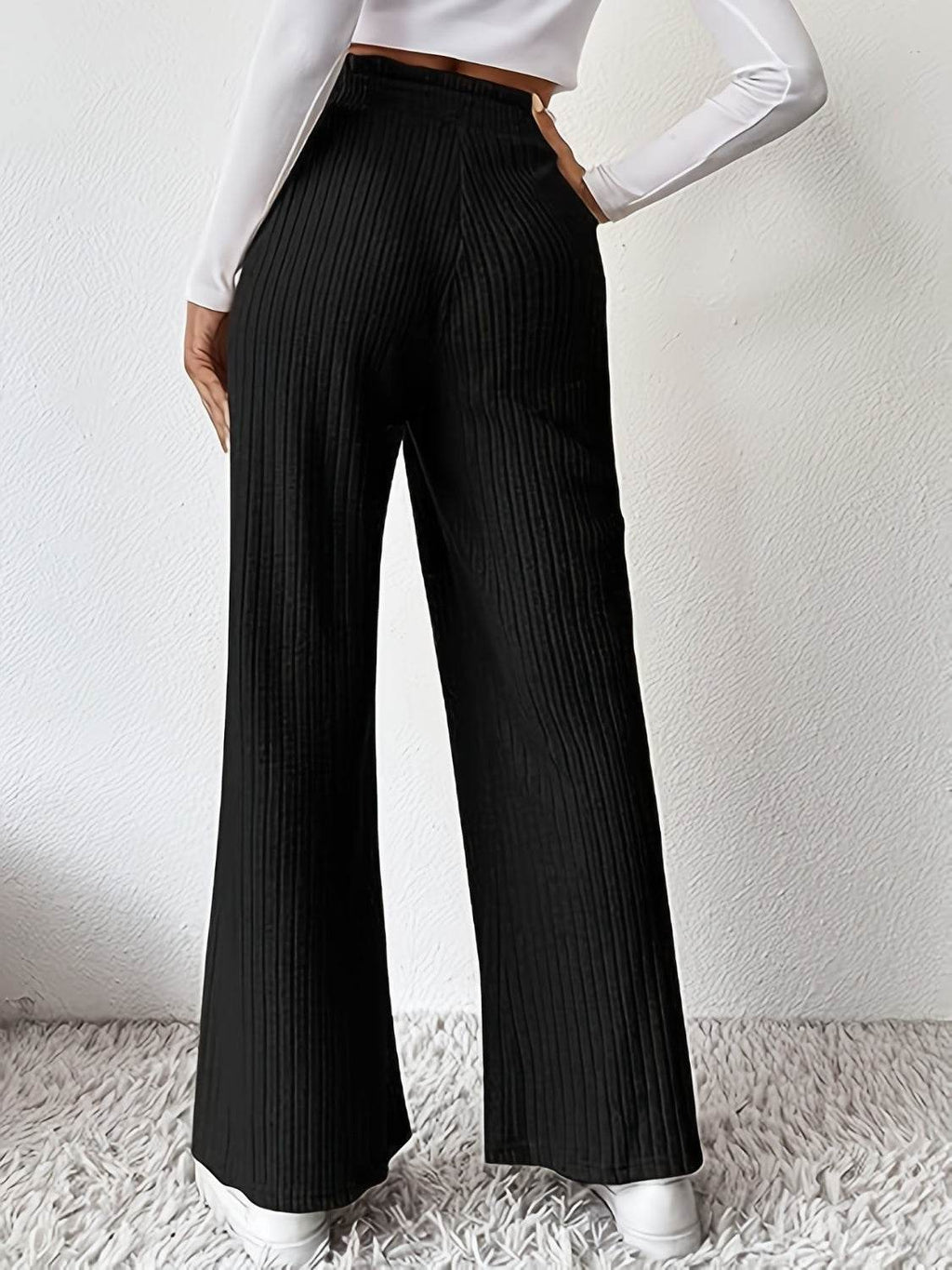 Ribbed High Waist Pants - Delanoir