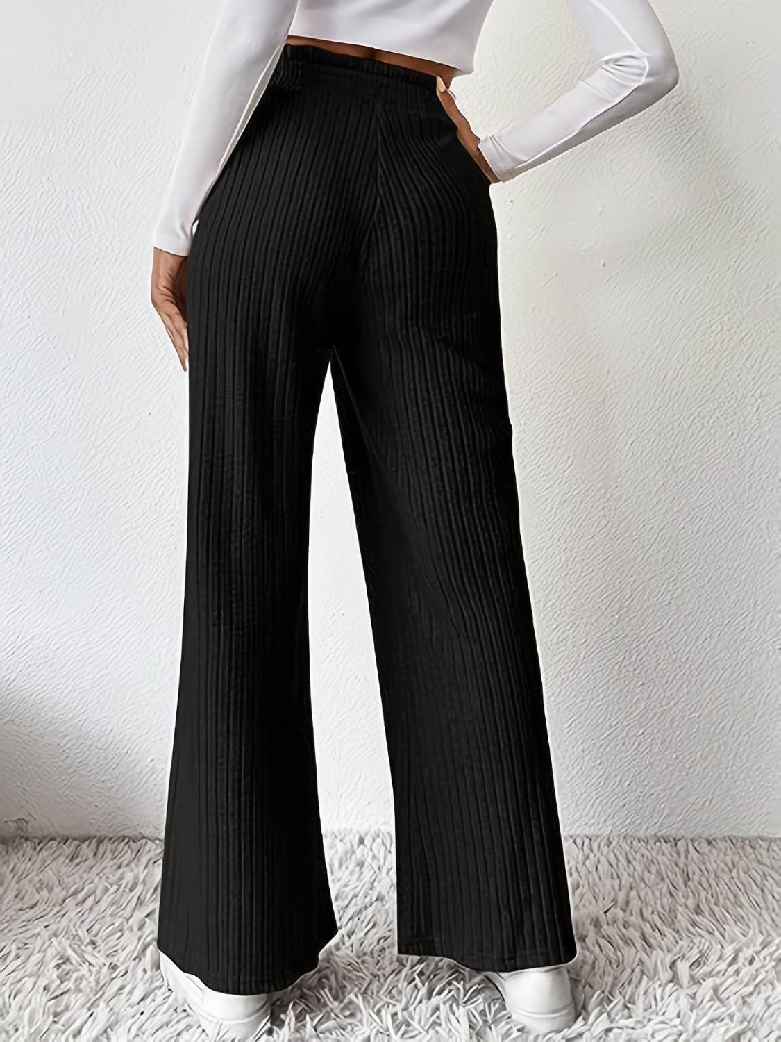 Ribbed High Waist Pants - Delanoir